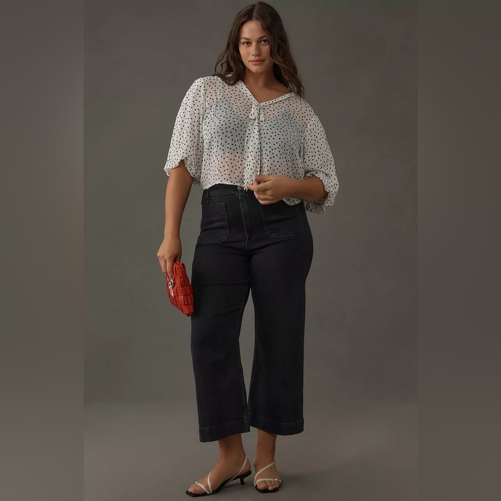 Anthropologie Maeve The Colette High Rise Crop Wide Leg Jeans Patch Pocket - Picture 10 of 10
